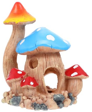 ABOOFAN Aquarium Mushroom House Fish Tank Shelter for Small Fish and Shrimp Hideout Durable Resin Aquarium Decor 6.10X5.51X3.74In Freshwater Tank Ornament