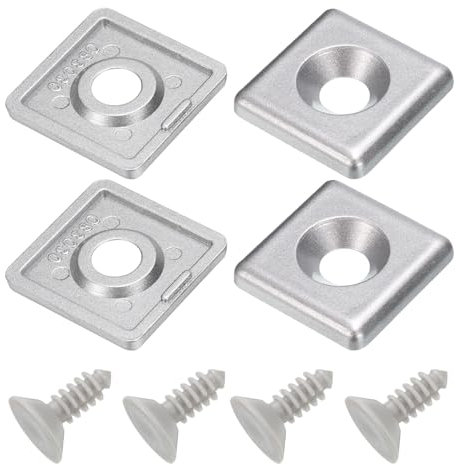 sourcing map 4Pcs 4040 EU Standard T-Slot 9mm Hole Dia Aluminum Extrusion End Cap 40x40mm/1.57x1.57in Silver for Fish Tank Rack, Storage Rack with Push-in Fastener