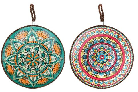 SPRHR 2 Stück Runden Topfuntersetzer Keramik, Topfuntersetzer Hitzebeständig Ø 20 cm, mit Korkböden und Schlüsselbandn, Einweihungsgeschenk für Freunde, zur Heißen Töpfen, Bratpfannen und Kasserolle