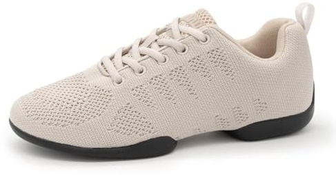 Anna Kern Suny 180 Bold Baskets de danse pour femme - Beige tricoté - Largeur normale - Talon de 1 cm - Semelle en polyuréthane divisée