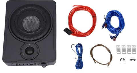 WEIGR Aktiv Subwoofer für Auto 600W Autoradio Ultradünner 12V,8 Zoll Auto KFZ Untersitz Subwoofer mit eingebautem Verstärker, Netzkabel,Audio Subwoofer für Auto/LKW