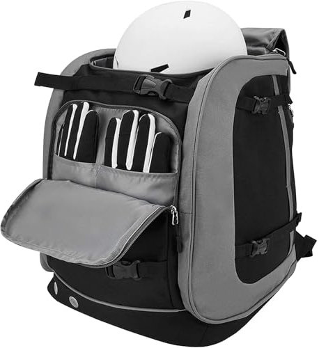 Skischuhtasche Sport, 65L Große Skitasche für Skischuhe Skischuhtasche mit Helmfach Schwarz Ski Tasche Skisack Set Skischuhtaschen Skitouren Rucksack Kann Snowboard Skischuh Schlittschuhe Helm