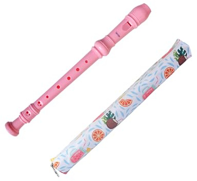 Farcaya Soprano Recorder Instrument for Beginners German Style C Key 8 Hole Descant Music with Clean Rod Storage Case (Pink)