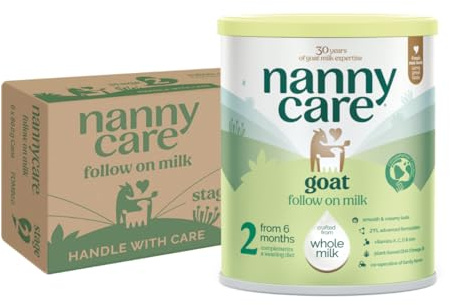 Nannycare Goat Based Follow On Milk – Stage 2 (6–12 Months) | Baby Powder from Whole Goats Milk | Nutritionally Complete Formula for Combination or Bottle Feeding – 800g (6 Pack)