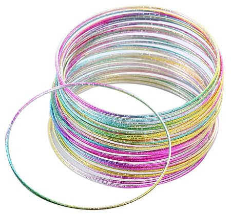 Cloudlink 30 PCS Glitter Bangles Stackable Glossy Plated Layered Thin Charm Bangle for Halloween Christmas Disco Party Fancy Dress Accessories for Women Girls