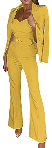 Completo Elegante Donna Con Pantalone Tailleur Ufficio Eleganti Manica Lunga Aperto Davanti Colletto Completo Due Pezzi Casual Complete Da Cocktail Blazer E Pantaloni Matrimonio Set Da Cerimonia