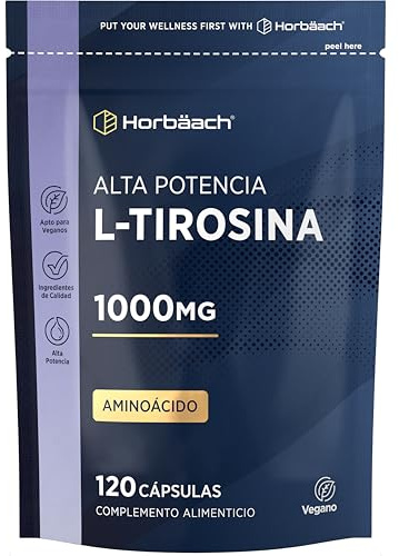 L Tyrosine 1000mg | 120 Veganska Pulver Kapslar | Hög Styrka Tyrosin Supplement | Aminosyra | av Horbaach