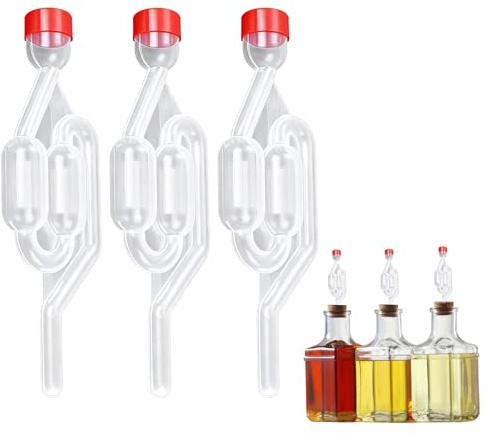 CeoxThao 3 Pièces Tubes de Barboteur pour Fermentation, Barboteur Fermentation, Bubbler Transparent avec Bouchons en Caoutchouc, pour Brassage de Bière, Vin, Fermentation de Cornichons et Choucroute