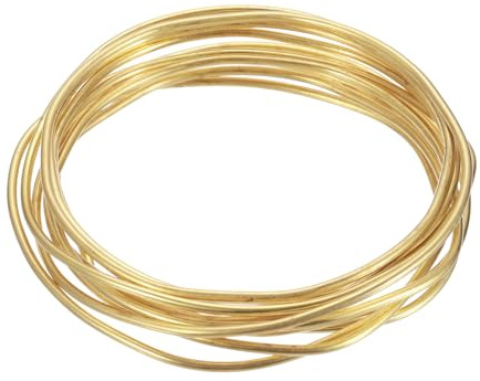QUARKZMAN 3 Meter Lång H65 Mässing Basteltråd 2,5 mm Diameter, 10 Gauge Metall Smycketråd Gul Mässingtråd för Halsband Armband Ring Smyckestillverkning Hantverk Dekoration