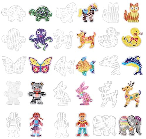 5mm Plaques de Perles a Repasser, 15 PCS Modèles de Perles à Repasser en Plastique Support Perles Repasser Transparents avec 15 Cartes Colorées Perle Créatif Bricolage Cadeaux pour Garçons, Filles