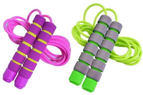 Homello Verstellbare Springseil Kinder 6 Jahre, seilspringen mit Hautfreundlichen Schaumgriffen für 3-12 Jahre alt Jungen und Mädchen für Fitness/Training/Spiel/Fett Brennen Übung，260CM, Grün Rosa
