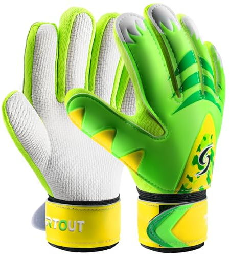 Sportout guanti da portiere per bambini,ragazzi e ragazze, guanti da allenamento con doppia protezione per il polso e materiale antiscivolo in lattice resistente allusura