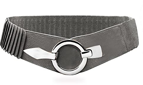 Glamexx24 dam midjerörda elastiskt bälte 6 cm brett höftbälte silverring