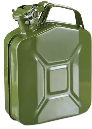 relaxdays Tanica per Benzina da 5 Litri, per Scorte di Benzina e Diesel, Chiusura Sicura, Manico, Metallo, Verde Oliva