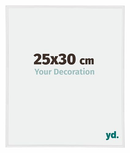 yd. Your Decoration - Cadre Photo 25x30 cm - Blanc Brillant - Cadre Photo en Plastique Avec Verre acrylique - Anti-Reflet - Cadre 25x30 - Annecy