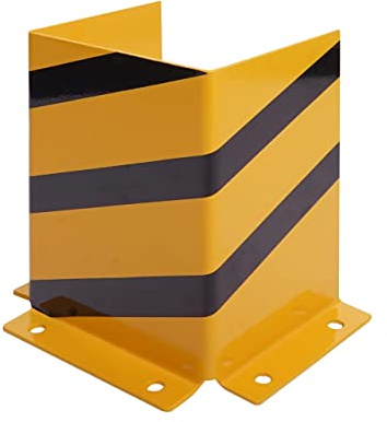 Protector de parachoques HWC-J50, protección contra choques de esquina, con anclaje de metal, forma de U, 40 x 30 x 25 cm, color amarillo y negro