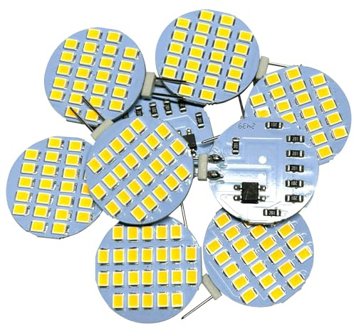 GRV G4 Bi Pin Base Replacement Bulb 24-2835SMD LED Bulb Lamp Super Bright RV Camper Under Cabinet Dome Light,Closet Lights,Boat Lighting,DC12V Dimmable Warm White Pack of 10