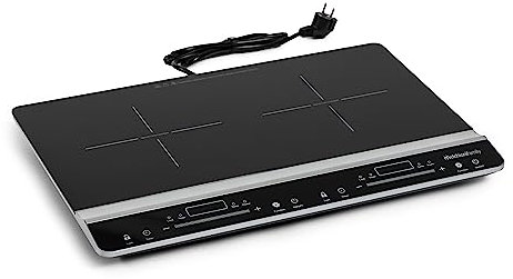 Melchioni Family TSUNAMI2 Piano cottura Induzione, Portatile, Doppia Piastra, 3100W, Vetro Nero, 2 Zone Cottura, Pannello Controllo Touch, Blocco Bambini, Temperatura regolabile 60/240° C, Timer