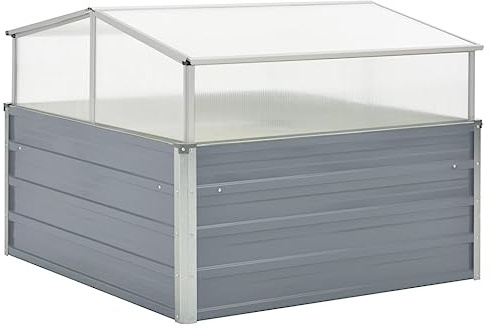 YEZIYIYFOB Gewächshaus Klein Verzinkter Stahl Frostschutz Pflanzen Winterschutz Gewächshaus Winterfest Grau 100x100x85 cm