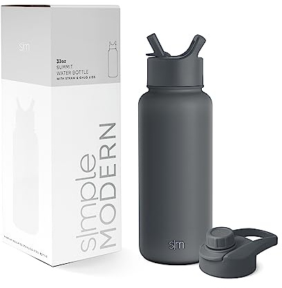 Simple Modern Water Bottle with Straw and Chug Lid | Insulated Stainless Steel Bottle for Sports Gym | Summit Collection | 950ml | Graphite