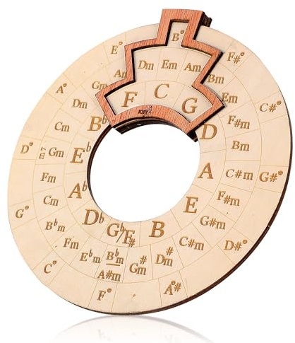 Melodie Werkzeug aus Holz, Rund Melodie Akkord Werkzeug aus Holz Quintenkreis Rad Werkzeug Akkord Rad für Musiker für Noten Akkorde Schlüsselsignatur