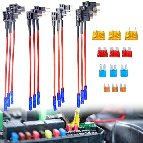 Set di 12 furti di corrente, fusibile per auto, standard/mini/micro 2/basso profilo, 4 tipi, ATC, ATC, ATM, APM, furti di corrente per auto, camion, barche