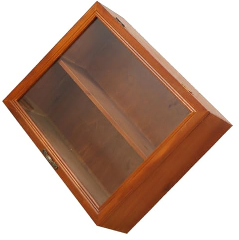 Cabilock Vitrinas para Colecciones de Madera Vintage Puertas Acrílicas, Diseño Compacto y Resistente para Exhibir y Almacenar Juguetes y Artesanías en Escritorio