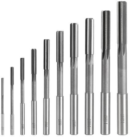 SWAWIS 10 Piezas H7 Escariador de Recto HSS, 3-12mm Escariador de Máquina para Trabajar Madera y Metal y Mejorar Precisión en Mecanizado de Agujeros