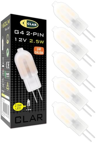 CLAR - Bombilla G4 LED, 2.5W 12V 3000ºK (Pack 5)
