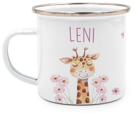Kidsmood - Emaille Tasse Personalisiert mit Namen- Robuste Kinder Tasse für Camping & Alltag - BPA-frei, Spülmaschinenfest, Kinder Becher als Geschenke zur taufe, zur Geburt oder für Weihnachten