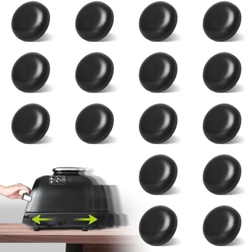 Aieve Deslizador negro para electrodomésticos, 16 piezas autoadhesivas para electrodomésticos, ruedas giratorias para encimera, artículos esenciales de cocina, organización para el hogar