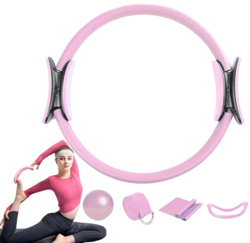 Pilates-kit, Pilates-ring och bollset | PILATES BALL RING RESISTANCE BANDESET BANDES, 5 x stretchremmar, träningsutrustning för stabilitet, fitness