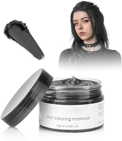 Temporäre Haarfarbe, 4,23 Unzen Haarfarbe Wachs für Männer Frauen, Washable Natürliche Haarfarbes Pomade, Instant Haartönung Dye Haar Wachs für Party, Cosplay,Halloween, für Erwachsene (Schwarz)