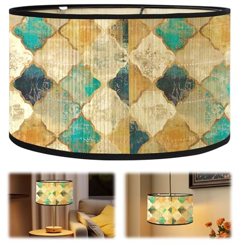Paralume in tessuto, Paralume per lampada a sospensione, Paralume a tamburo 30×30×20cm, Paralume per lampada da tavolo, Paralume retrò fatto a mano per supporto E27 per lampade da tavolo e da terra