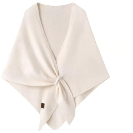 Makroyl Women's Pashmina Shawl Wraps Open Front Poncho Cape Knitted Shawls Cashmere Feel Shoulder Top Sweater Shawls Multifunctional Triangle Scarf (Beige)