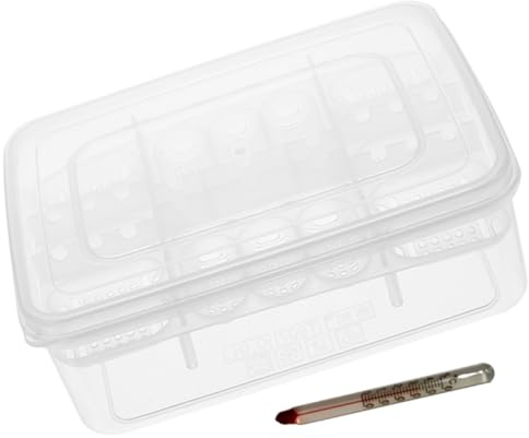 DOITOOL Boîte d'Incubation pour Reptiles à 16 Compartiments en Plastique Léger Thermomètre Transparent Plateau d'Éclosion Pratique pour Œufs de Serpents Lézards Tortues – Accessoire