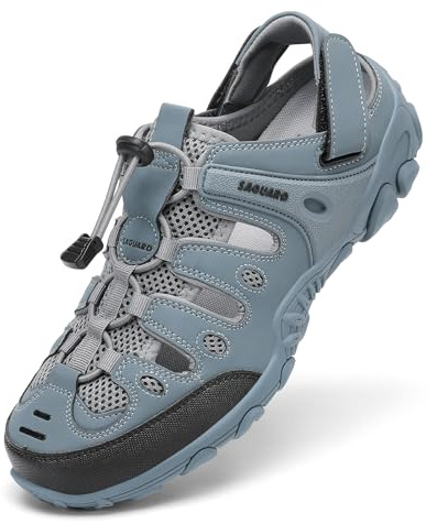 SAGUARO Sandales de Trekking pour Homme Femme à Bout Fermé d'été Outdoor Sport Chaussures Confortables Respirantes Sandales de Randonnée Gris Foncé 43 EU