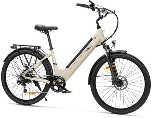 Touroll J2 St Vélos électriques, Autonomie 100KM, Vélo de Trekking avec Moteur 250W 45Nm, Batterie Amovible 561Wh, 26 Vélo Électrique Adulte, E-Bike, vélo électrique Urbain (Sable)
