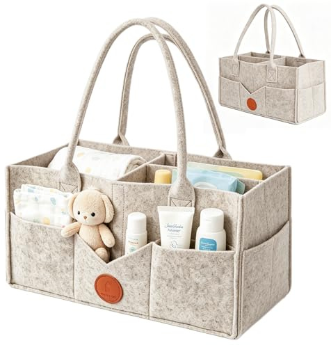 PANYI Skötväska organizer blöja Caddy filtväska med fack kan hålla flaskor blöjor kläder fack skötväska lämplig som dopgåva (khaki)
