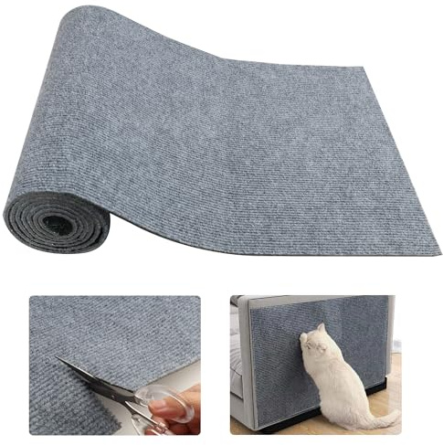 Tappetino Antigraffio per Gatti, 40x200 cm, Protezione Divano Gatti Graffi, Adesivo, Grigio Scuro