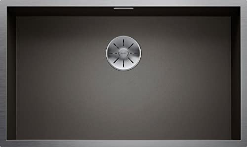 BLANCO ZEROX 700-U DarkSteel | Edelstahl Spüle | Einbauart: Unterbau | für 80 cm breite Unterschränke | Widerstandsfähig gegenüber Kratzern | Großes Beckenvolumen | [74x44x19,4 cm]