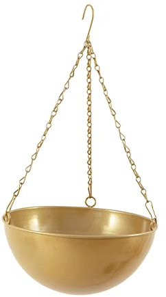 Duiaynke Blumentopf aus Eisen, Metall, zum Aufhängen, Topfpflanzen, Kette, Korb, moderner einfacher Stil, Heimdekoration (goldfarben, groß)