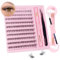 Sixstarhair Kit Faux Cils Bande Transparente Faux Cils Individuel avec Lash Bond and Seal, Applicateur 120 pcs Cluster Individuels Naturel DIY à la Maison