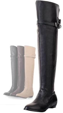 LNNLOO Botas De Equitación Con Punta Redonda (34-45), Botas Altas Ecuestres, Suela De Goma + Antideslizante, Forro Cómodo + Tacón De Bloque, Resistente Al Agua + Cremallera Lateral,44,Black