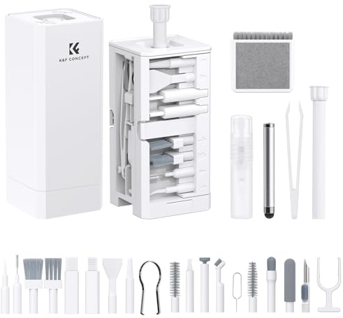 K&F CONCEPT 32 in 1 Keyboard Cleaner Kit, Cleaning Kit with Retractable Big Brush, Phone Cleaning Tool,Multi-Tool Kit for Phones, Tablet, Computer, PC Monitor, TV Camera Lens, Electronics Devices