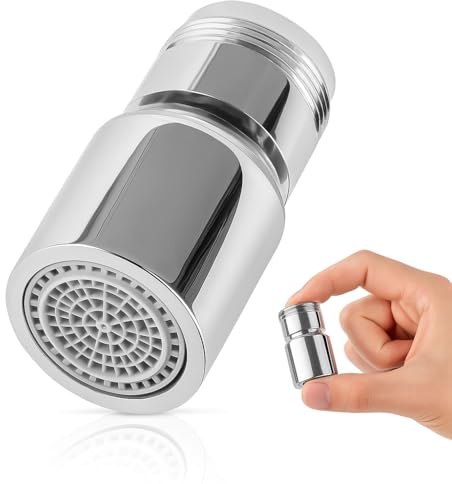 ECENCE Wasserhahn Aufsatz schwenkbar in Chrom - 360° drehbarer Wasserhahn Strahlregler, Wasserhahn Verlängerung M24 Luftsprudler für Küchen- und Badarmaturen