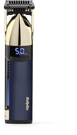 BaByliss Super X-Metal Stubble and Beard Trimmer, Ultra Precision, 24 Length Settings, Cordless and Waterproof, Gifts for Men, Gold/Blue, S992U