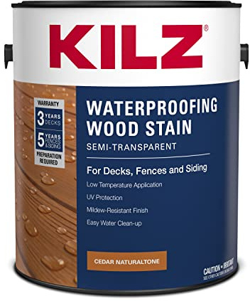 KILZ Waterproofing Wood Stain, Exterior, Semi-Transparent, Cedar, 1 Gallon