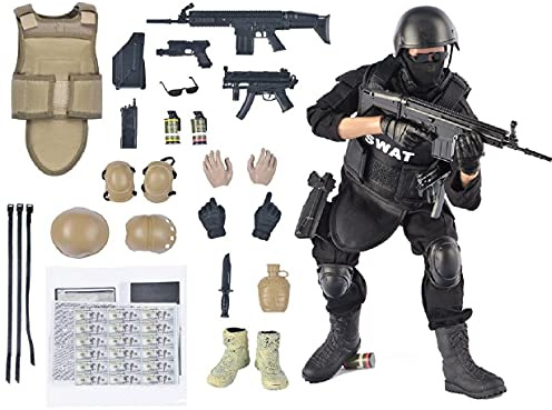 BJPEY 12 Action Figures Toy 1:6 Stand Bendable Soldier Figure Model Toy ( SWAT )