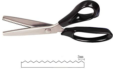 Rosande sax, professionellt handtag komfortgrepp rostfritt stål klädsmakning sax, sömnad konst hantverk klippverktyg, räfflad och kammad skärsax, för tygdekoration skräddarsydd Serrated 3mm